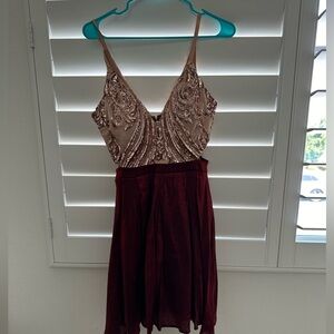 NWT red and sequin date night  cut out dress